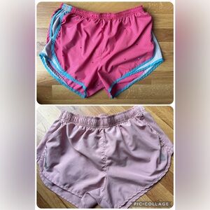 Lot of 2 Pair Nike Pink Lined Running Shorts Women’s Large